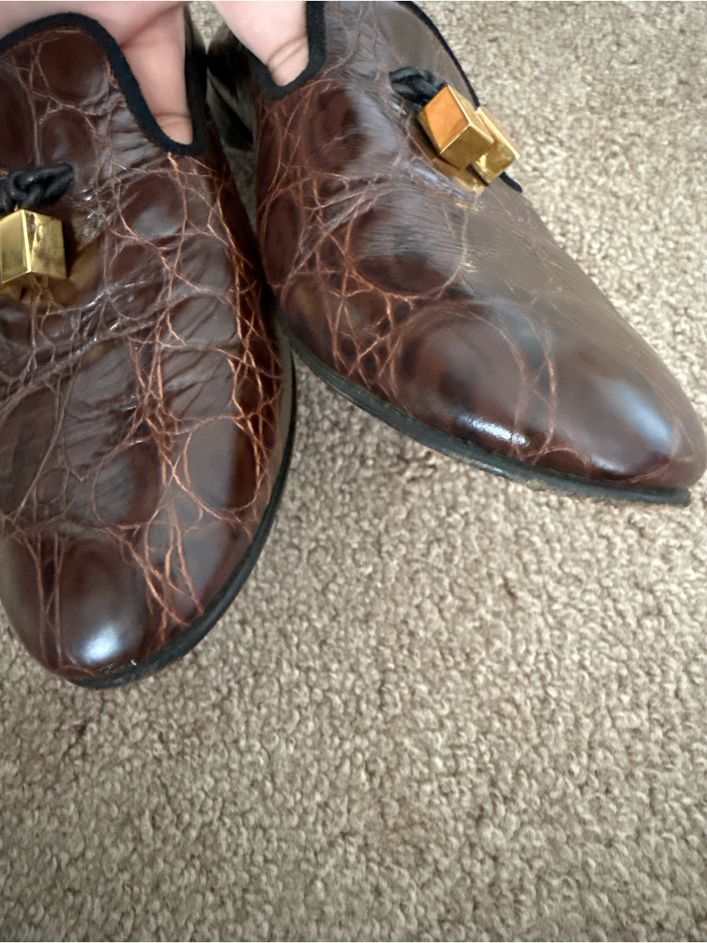 GIUSEPPE ZANOTTI Croc-Embossed Leather Tassel Loafers - Picture 6 of 11